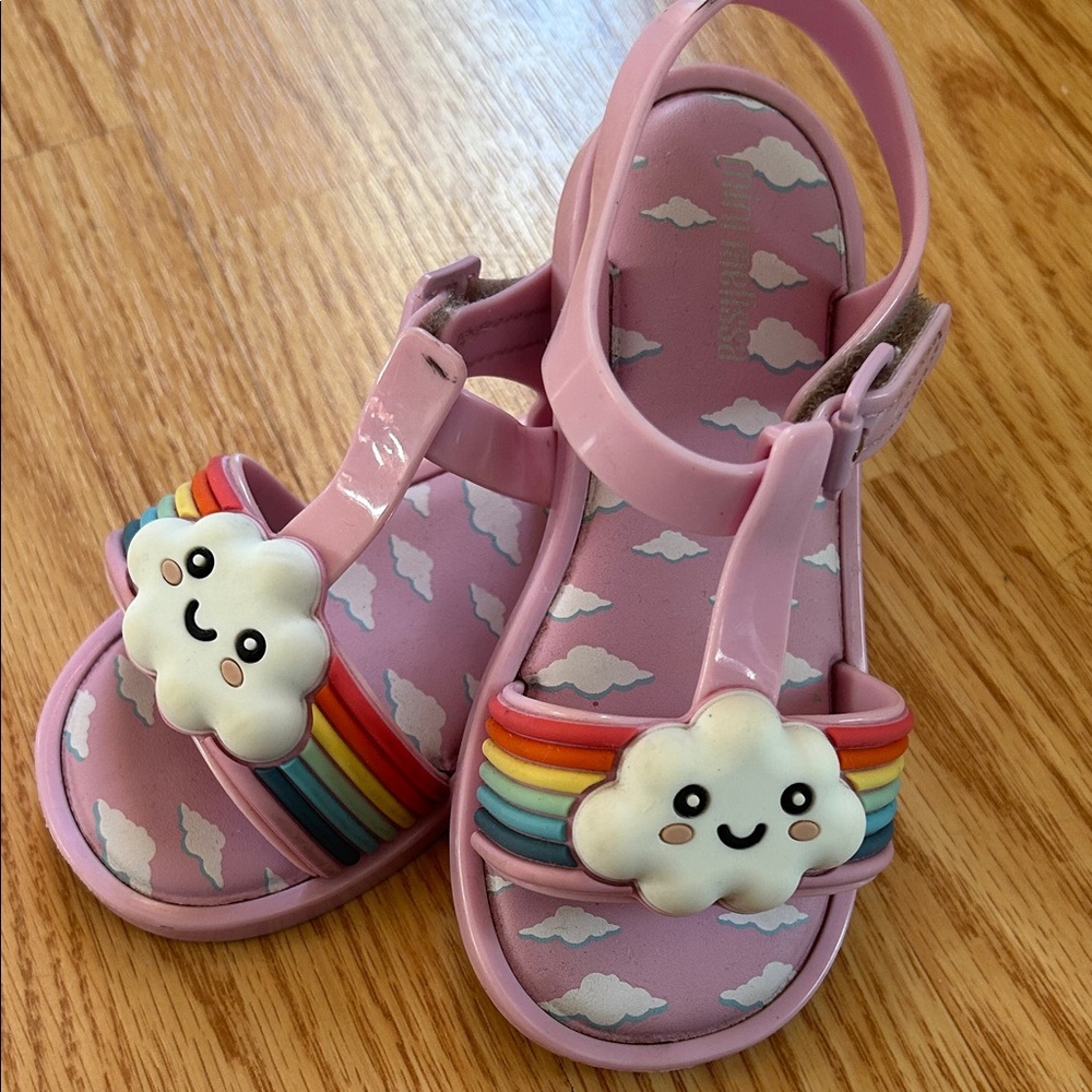Mini Melissa Pink Rainbow Cloud Sandals 9